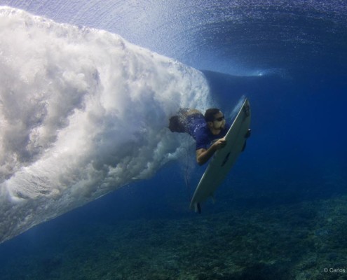 Surfing in Fiji Duck diving frigates